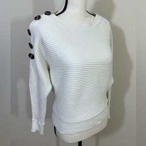 Poof Apparel sz sm sweater in white Slips over the head Drop shoulder